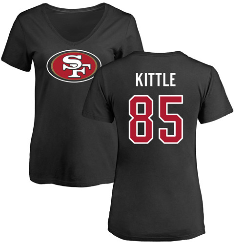 San Francisco 49ers Black Women George Kittle Name and Number Logo #85 NFL T Shirt